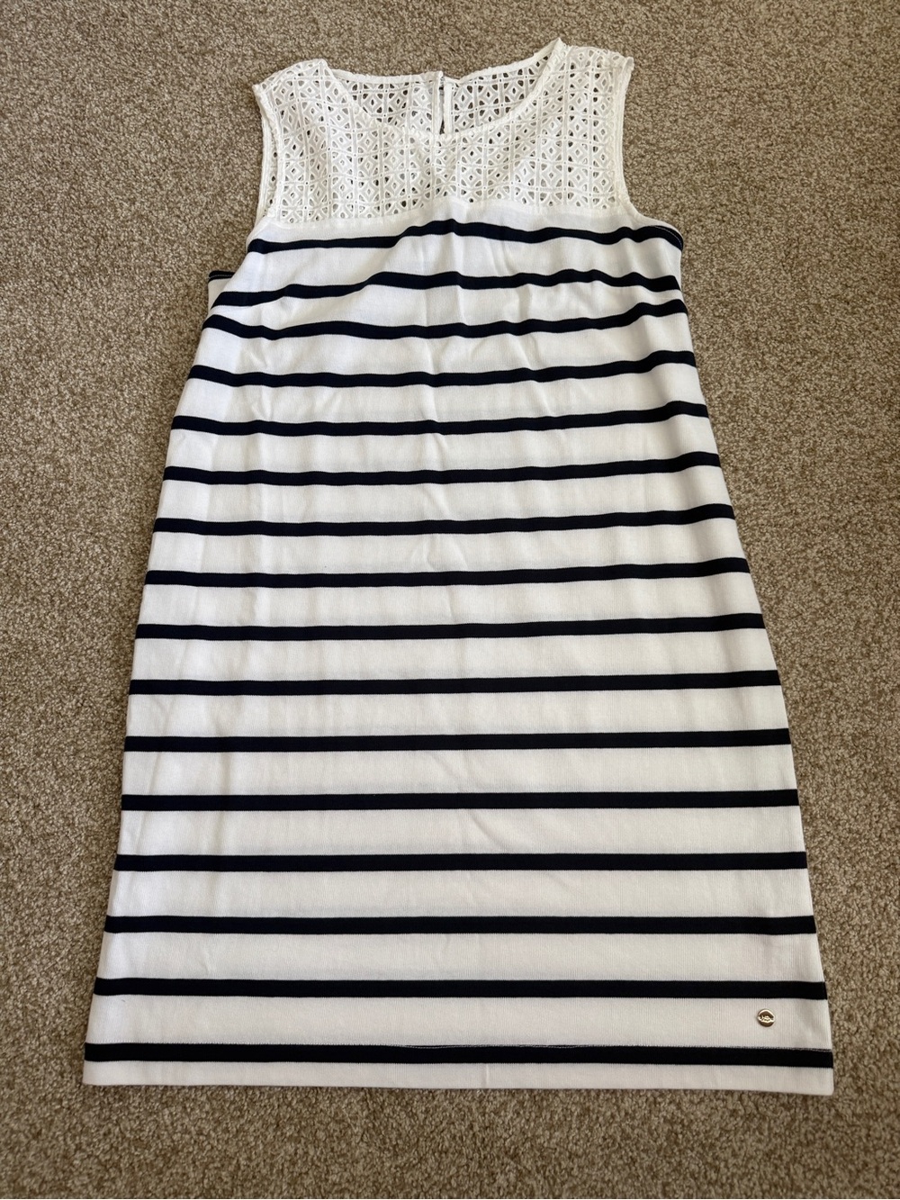 Southern Tide White & Navy Striped Sleeveless Eyelet Elina Dress-NWT-Medium